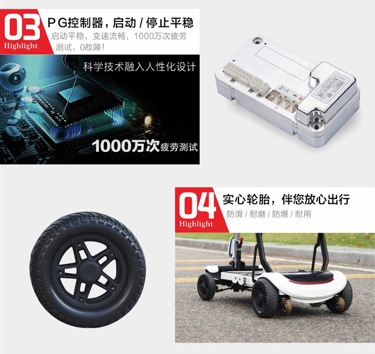 舒樂適S2061輕便折疊老人殘疾人電動四輪代步車