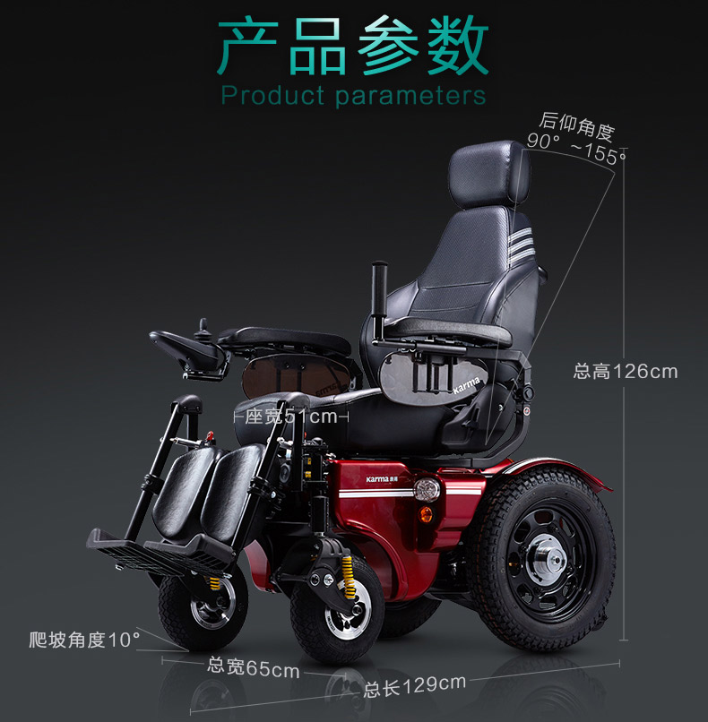 康揚(yáng)KP45.3電動(dòng)輪椅尺寸