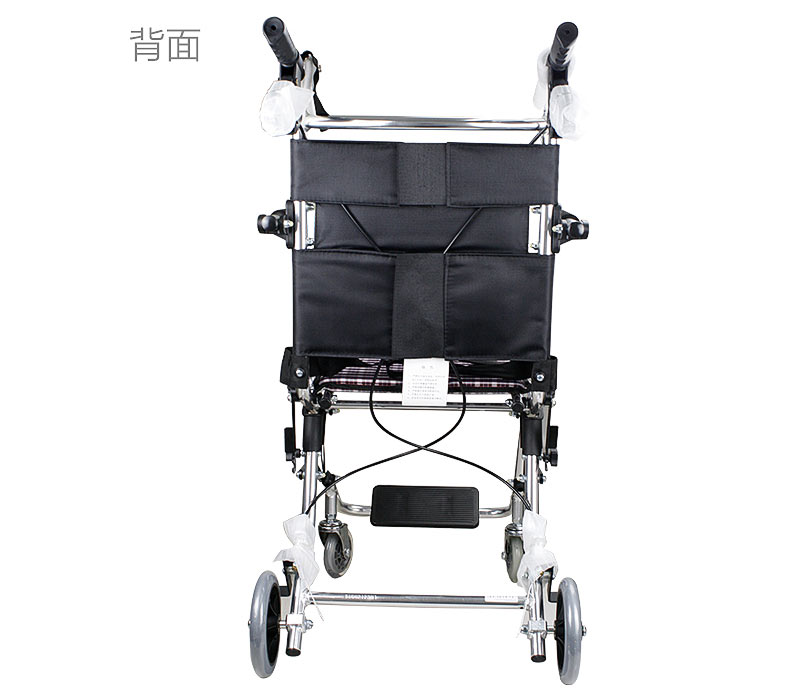 魚躍輪椅1100鋁合金輕便折疊老人殘疾人旅行輪椅車背面實拍圖