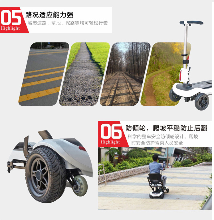 舒樂適S2061輕便折疊老人殘疾人電動四輪代步車