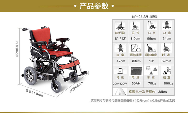康揚(yáng)電動(dòng)輪椅KP25.2參數(shù)